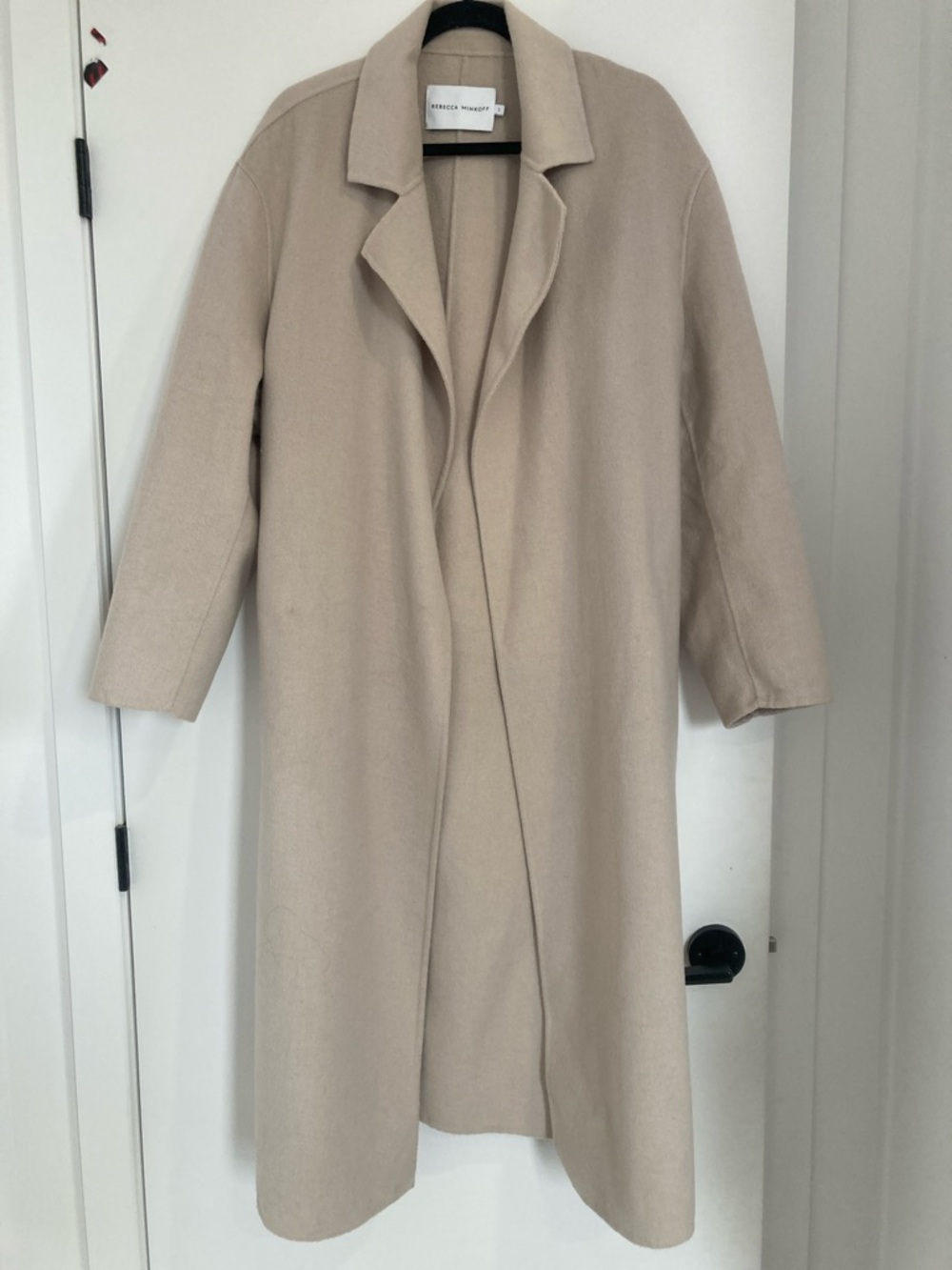 Rebecca Minkoff Neutral Beige Long Wool Trench Coat